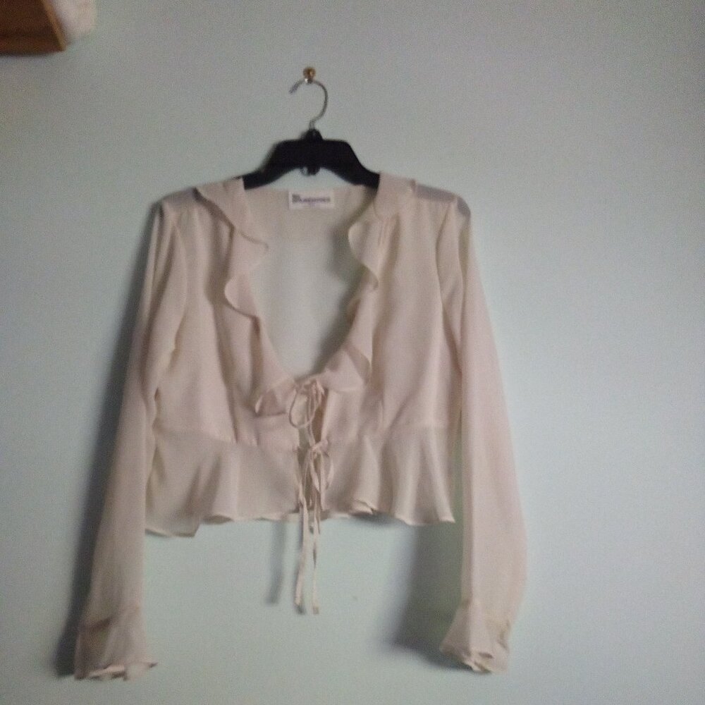 NO BOUNDARIES CREAM SHEER RUFFLE JACKET SIZE M